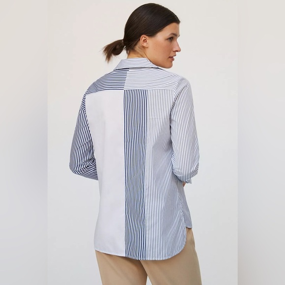 Harshman Blue & White Aurora Stripe Button Down Long Sleeve Shirt Size Small - Picture 8 of 8